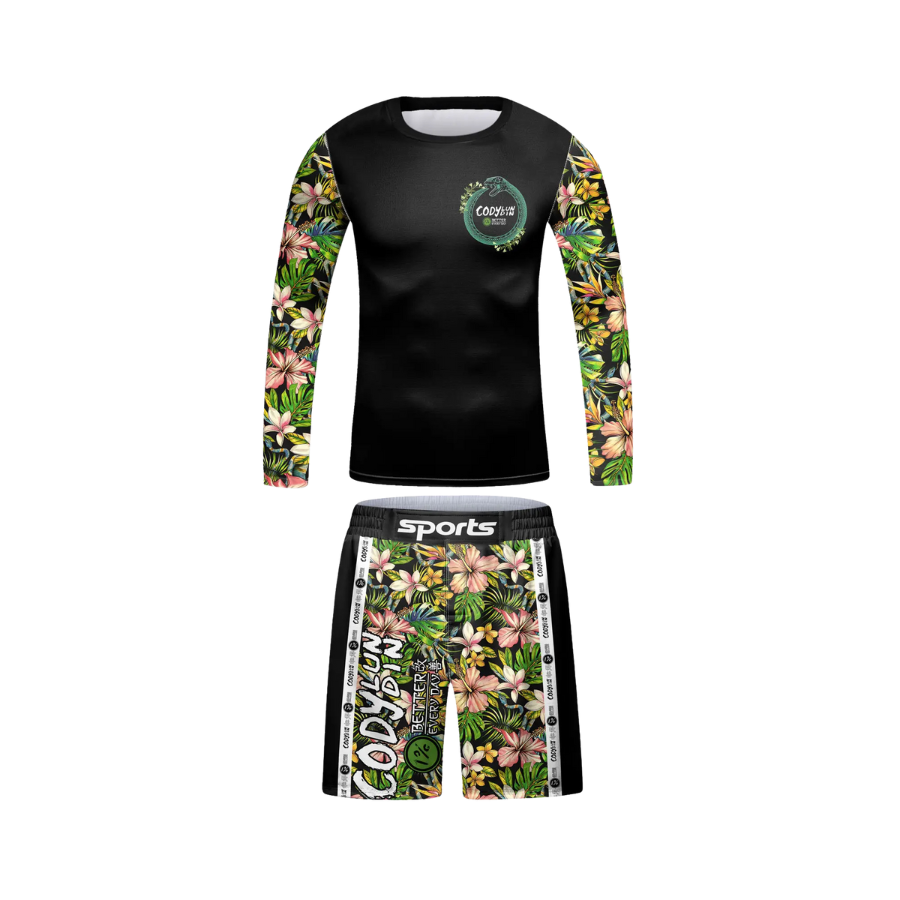 Rashguard Manga Larga + Short Flores - Kids