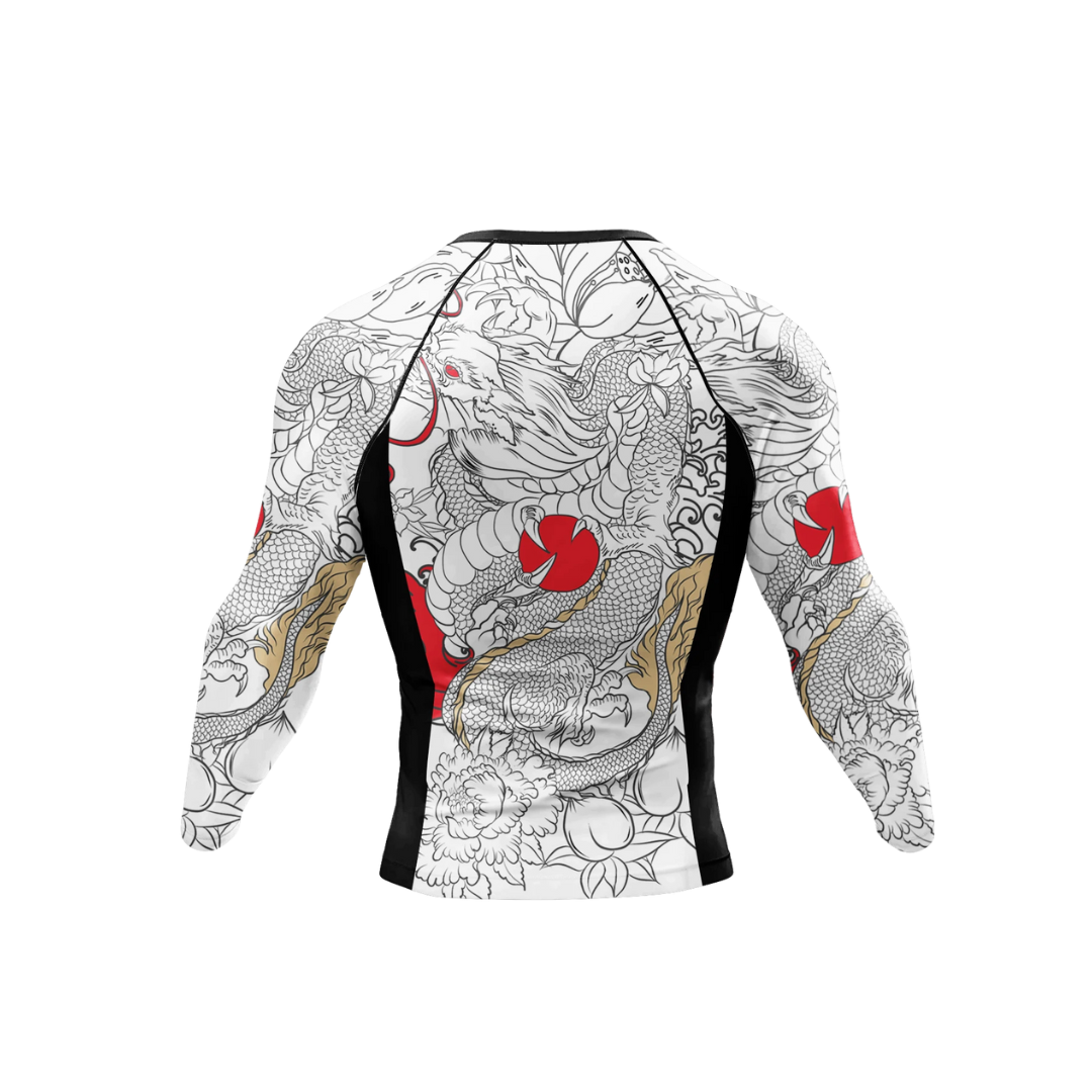 Rashguard Jiujitsu Dragón Blanco Manga Larga