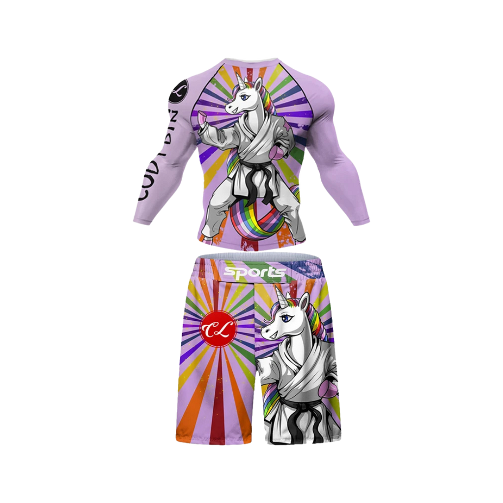 Conjunto Rash. Manga Larga + Short Unicorn