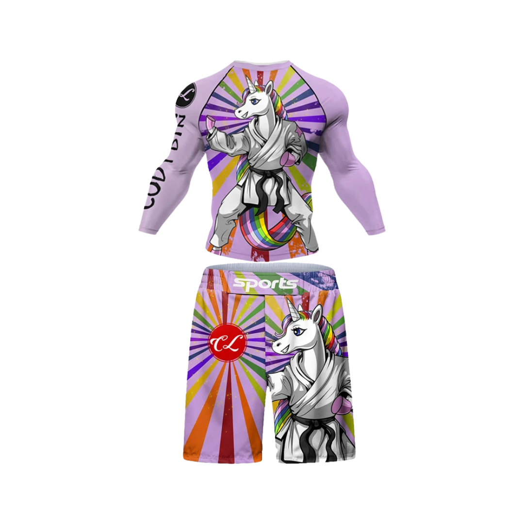 Conjunto Rash. Manga Larga + Short Unicorn