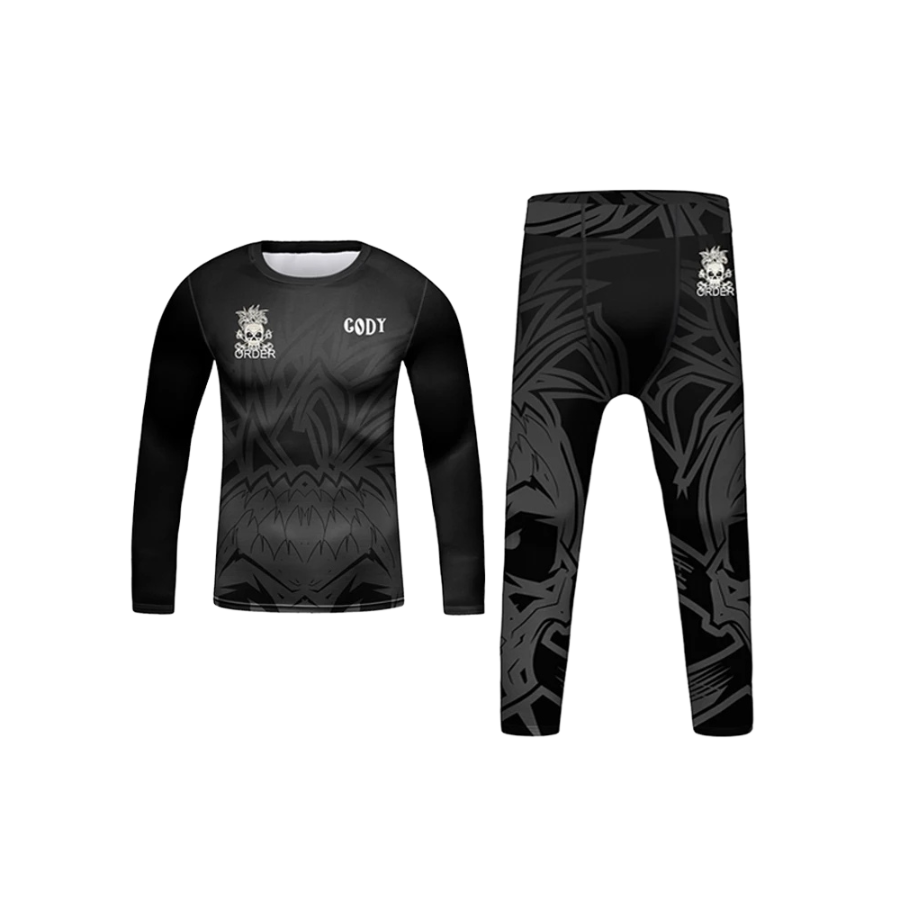 Rashguard Manga Larga + Pantalón Black - Kids
