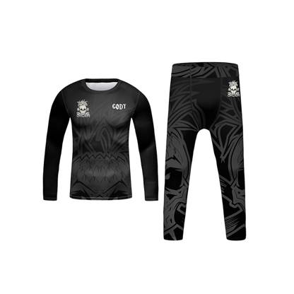 Rashguard Manga Larga + Pantalón Black - Kids