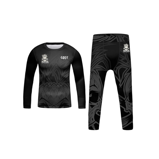 Rashguard Manga Larga + Pantalón Black - Kids