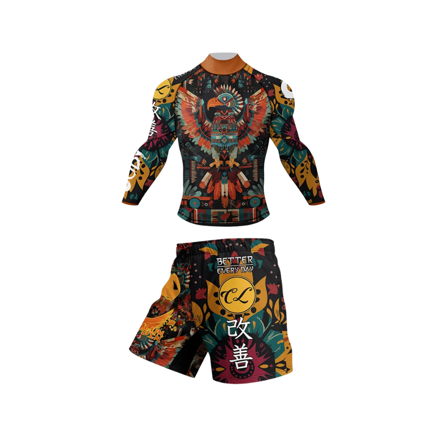 Conjunto Rash. Manga Larga + Short Jiujitsu Azteca