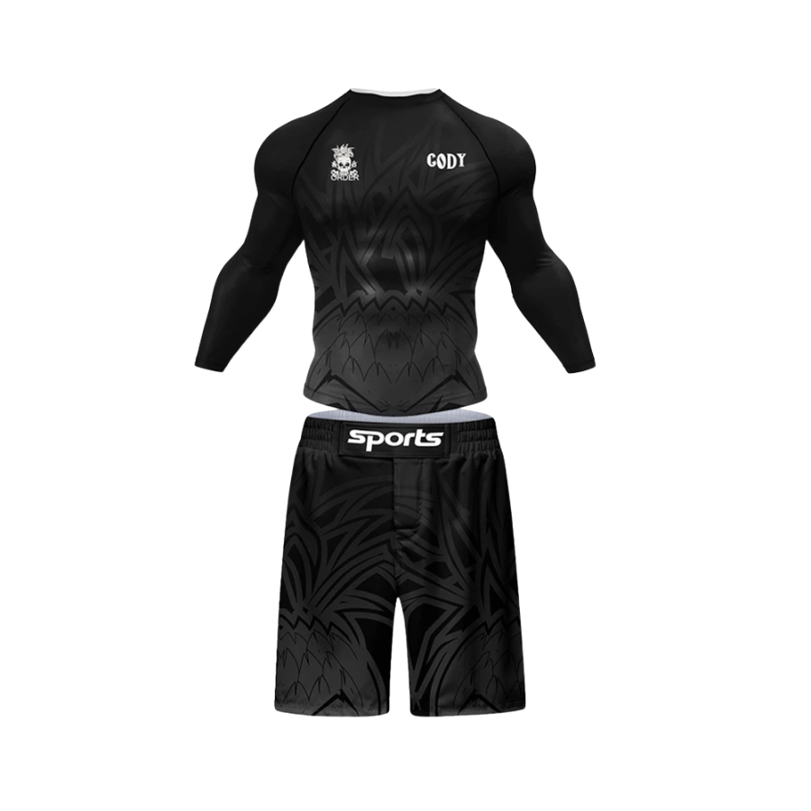 Conjunto Rash. Manga Larga + Short Jiujitsu Black 3