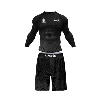Conjunto Rash. Manga Larga + Short Jiujitsu Black 3