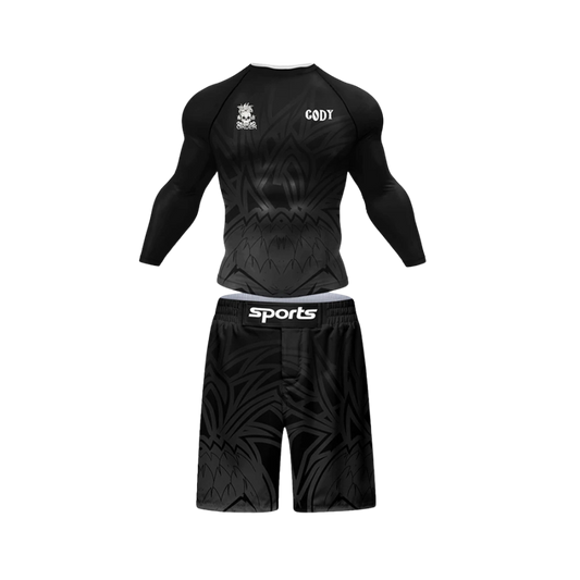 Conjunto Rash. Manga Larga + Short Jiujitsu Black 3