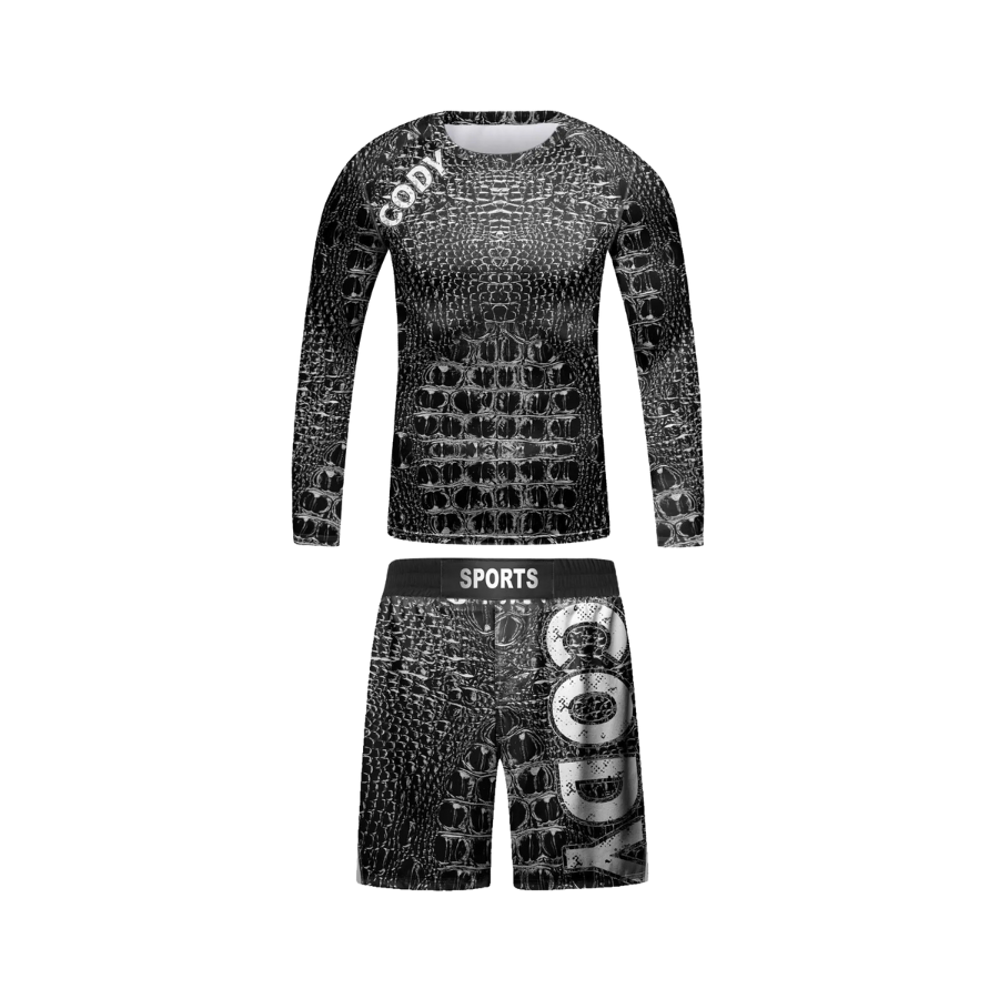 Rashguard Manga Larga + Short Black Snake - Kids