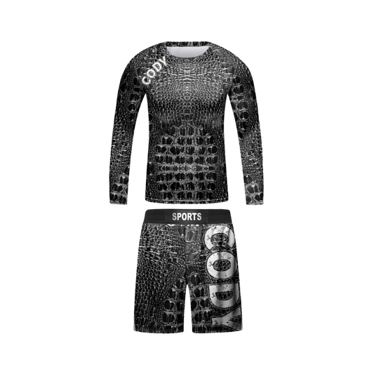 Rashguard Manga Larga + Short Black Snake - Kids