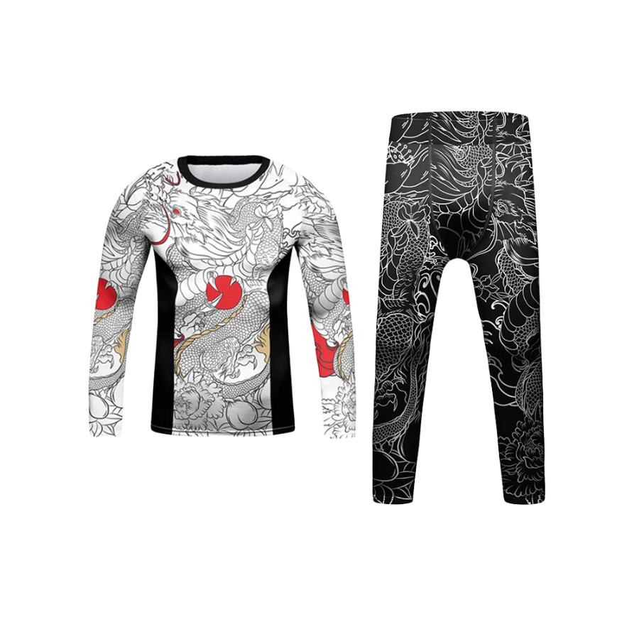 Rashguard Manga Larga + Pantalón Dragón Blanco - Kids