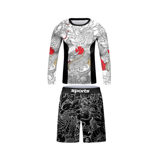 Rashguard Manga Larga + Short Dragón Blanco - Kids
