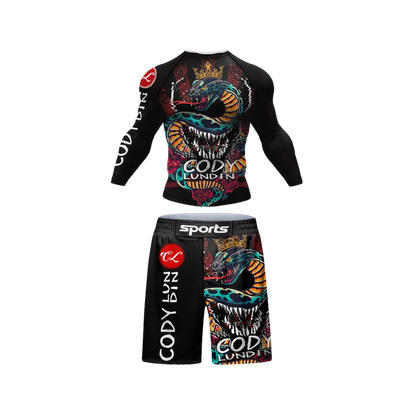 Conjunto Rash. Manga Larga + Short Jiujitsu Dragón Cody Lundin