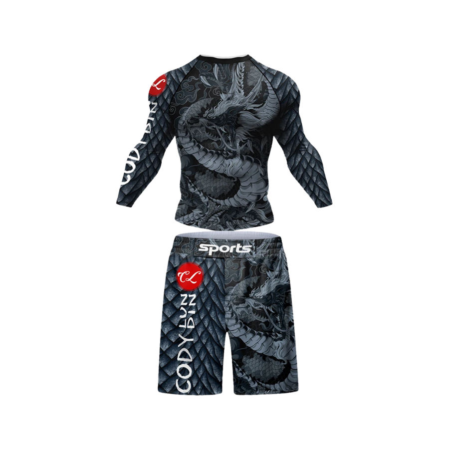 Conjunto Rash. Manga Larga + Short Jiujitsu Dragón