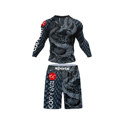 Conjunto Rash. Manga Larga + Short Jiujitsu Dragón