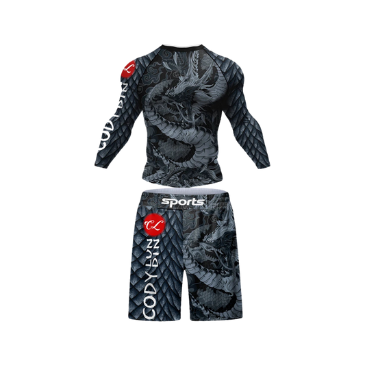 Conjunto Rash. Manga Larga + Short Jiujitsu Dragón