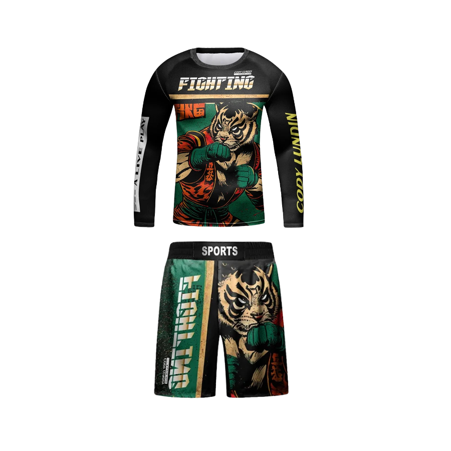 Rashguard Manga Larga + Short Fighter - Kids