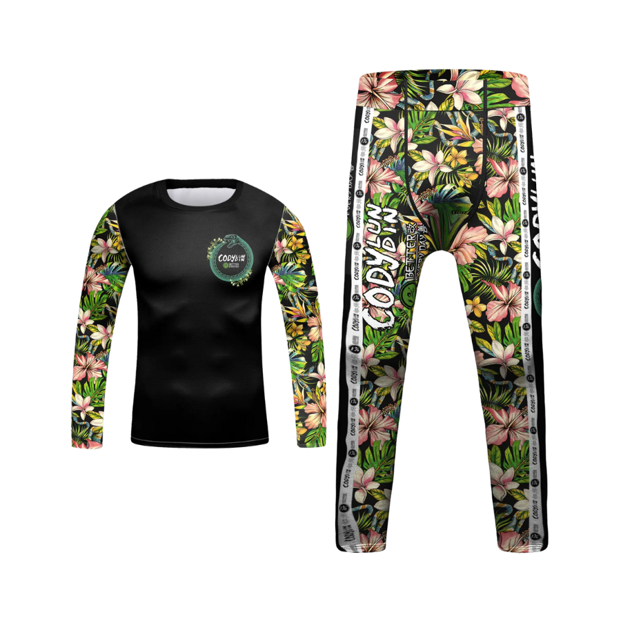 Rashguard Manga Larga + Pantalón Flores - Kids