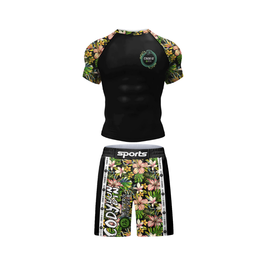 Conjunto Rash. + Short Jiujitsu Flores