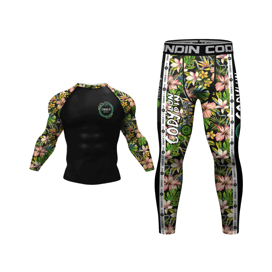Conjunto Rash. Manga Larga + Pantalón Flores