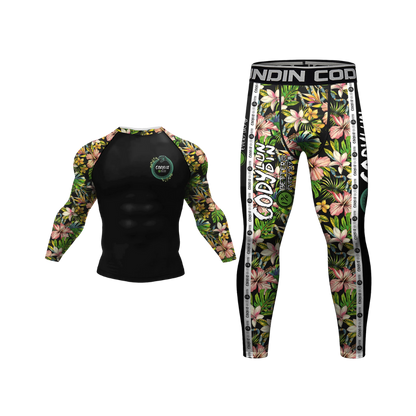 Conjunto Rash. Manga Larga + Pantalón Flores