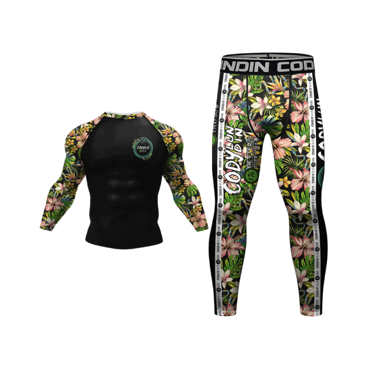 Conjunto Rash. Manga Larga + Pantalón Flores