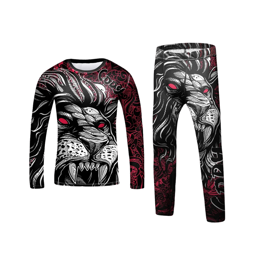 Rashguard Manga Larga + Pantalón León Rojo - Kids
