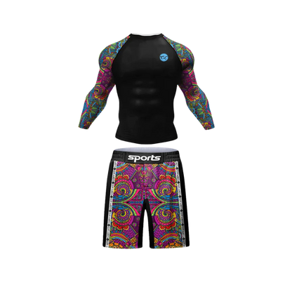 Conjunto Rash. Manga Larga + Short Jiujitsu Multicolor