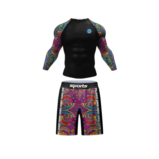 Conjunto Rash. Manga Larga + Short Jiujitsu Multicolor