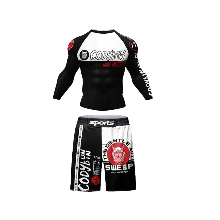 Conjunto Rash. Manga Larga + Short Jiujitsu Panda