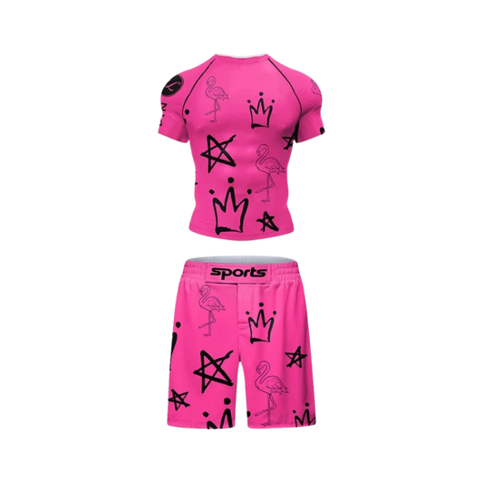 Conjunto Rash. + Short Jiujitsu Pinki