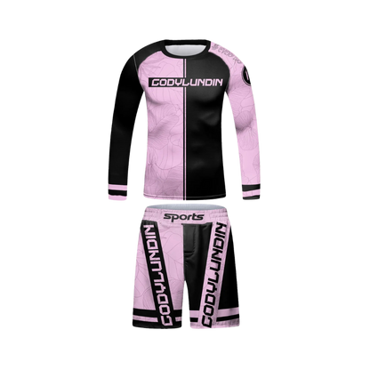 Rashguard Manga Larga + Short Rosa Letal - Kids