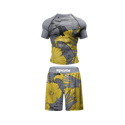 Conjunto Rash. + Short Jiujitsu Yellow Lotus