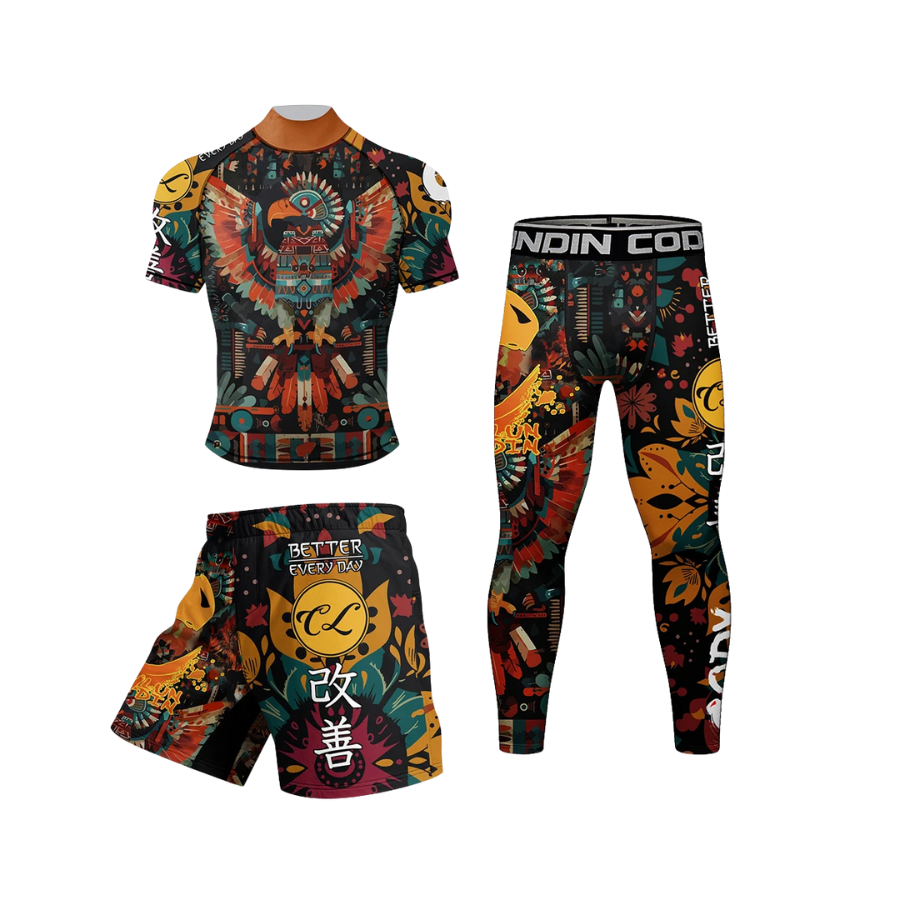 Conjunto Rash. + Pantalón + Short Jiujitsu Azteca