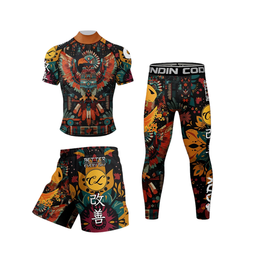 Conjunto Rash. + Pantalón + Short Jiujitsu Azteca