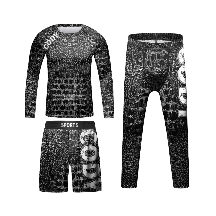 Rashguard Manga Larga + Short + Pantalón Black Snake - Kids