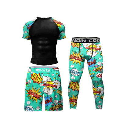Conjunto Rash. + Pantalón + Short Jiujitsu Comic