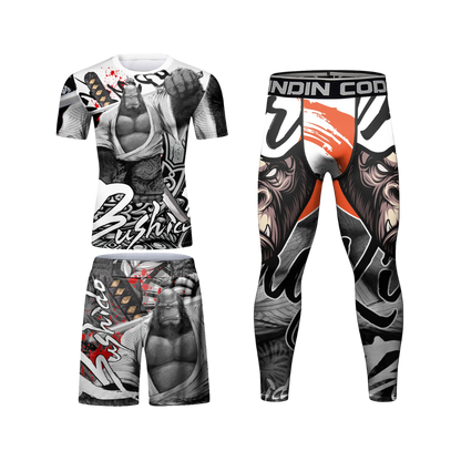 Conjunto Rash. + Pantalón + Short Jiujitsu Gorila