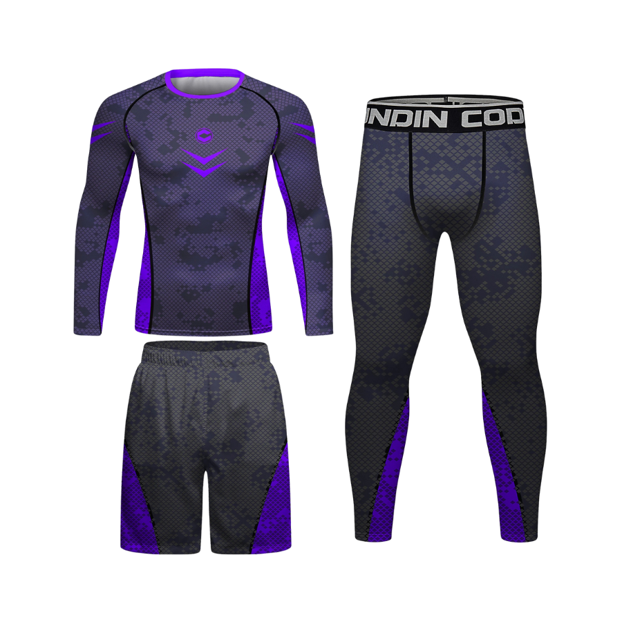 Rashguard Manga Larga + Pantalón + Short Deep Purple
