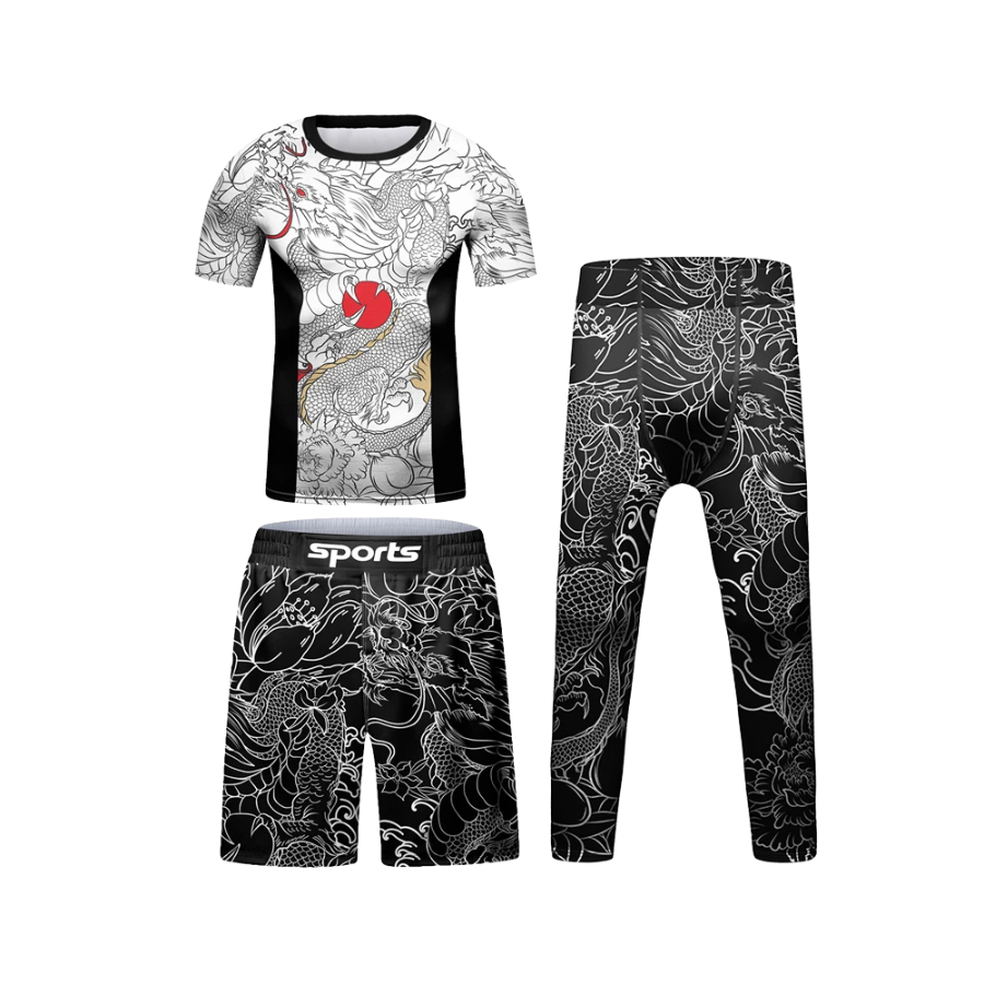 Rashguard + Short + Pantalón Dragón Blanco - Kids