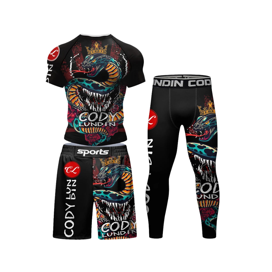 Conjunto Rash. + Pantalón + Short Jiujitsu Dragón Cody Lundin