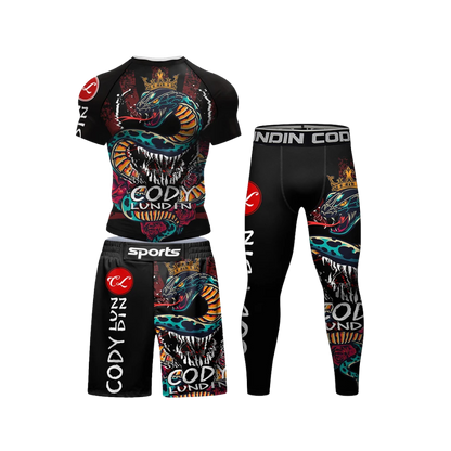 Conjunto Rash. + Pantalón + Short Jiujitsu Dragón Cody Lundin