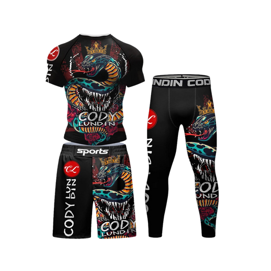 Conjunto Rash. + Pantalón + Short Jiujitsu Dragón Cody Lundin