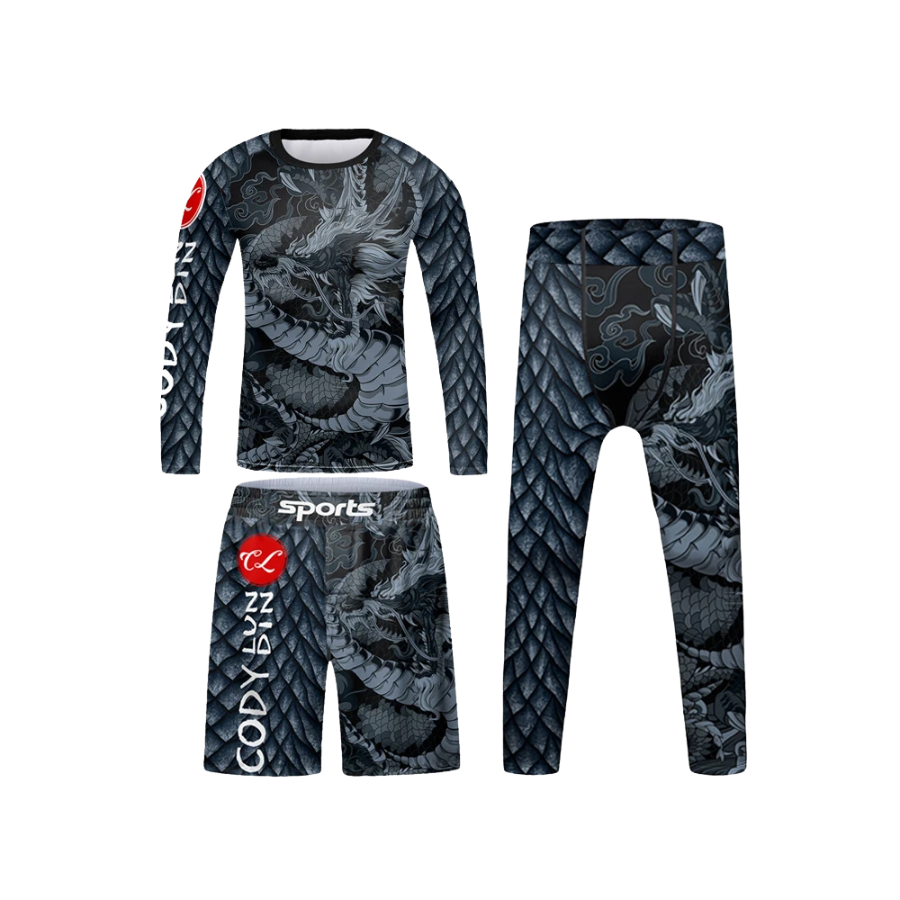 Rashguard Manga Larga + Short + Pantalón Dragón - Kids