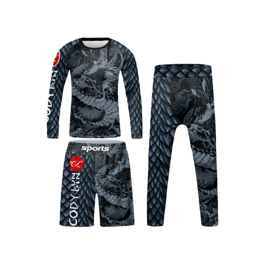 Rashguard Manga Larga + Short + Pantalón Dragón - Kids