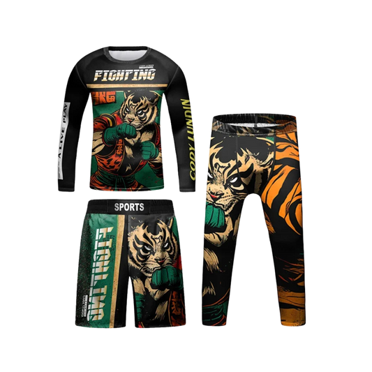 Rashguard Manga Larga + Short + Pantalón Fighter - Kids