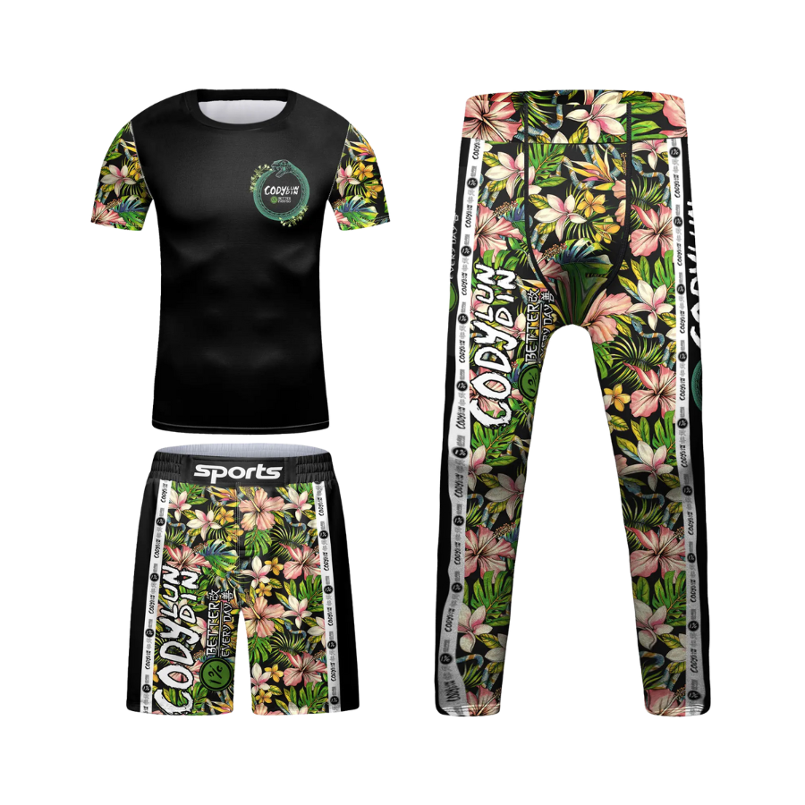 Rashguard + Short + Pantalón Flores - Kids