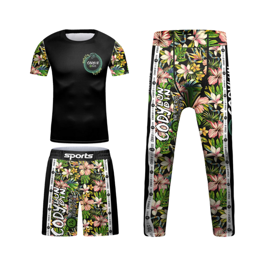 Rashguard + Short + Pantalón Flores - Kids