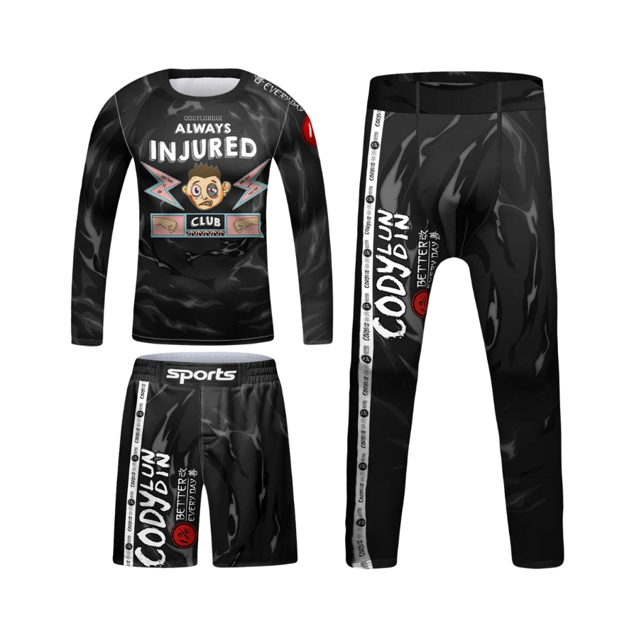 Rashguard Manga Larga + Short + Pantalón Injured - Kids