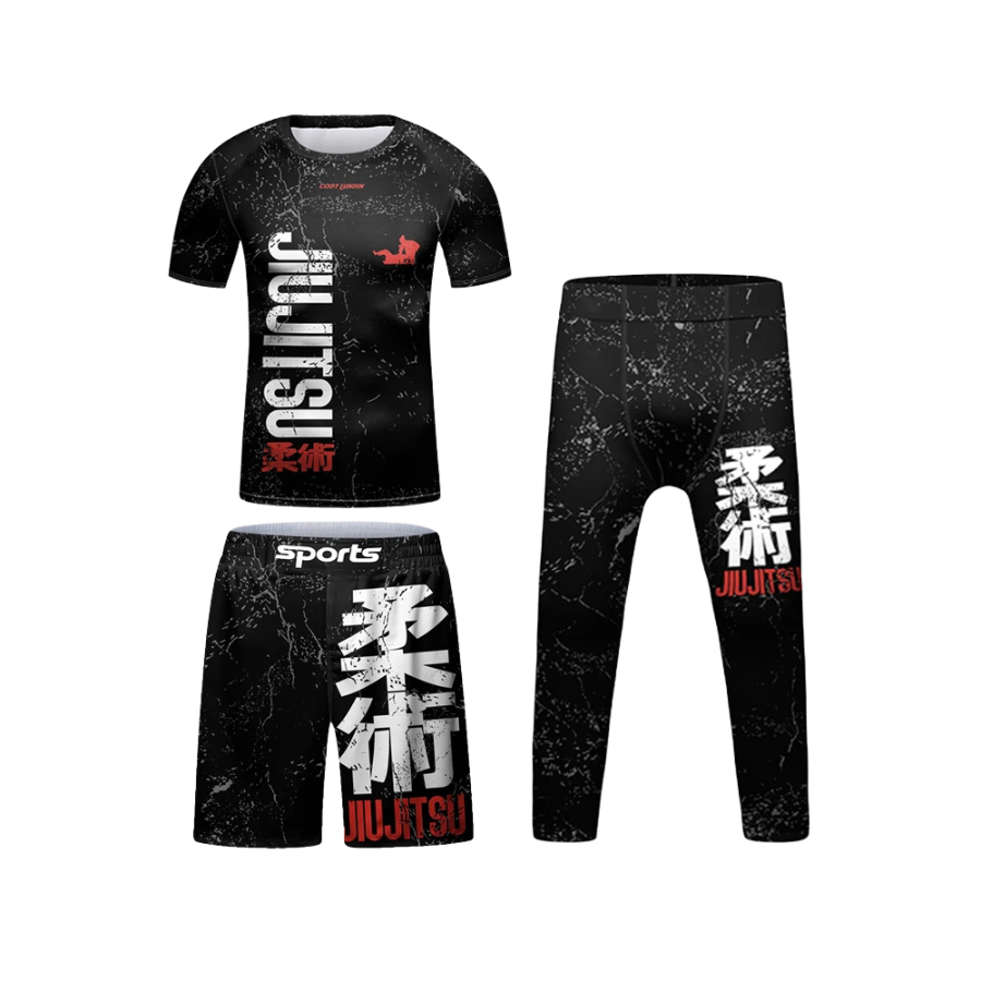 Rashguard Manga Larga + Short + Pantalón Jiujitsu - Kids
