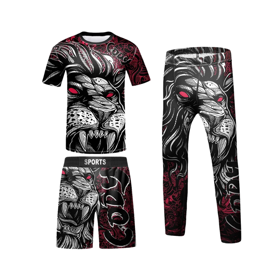 Rashguard + Short + Pantalón León Rojo - Kids